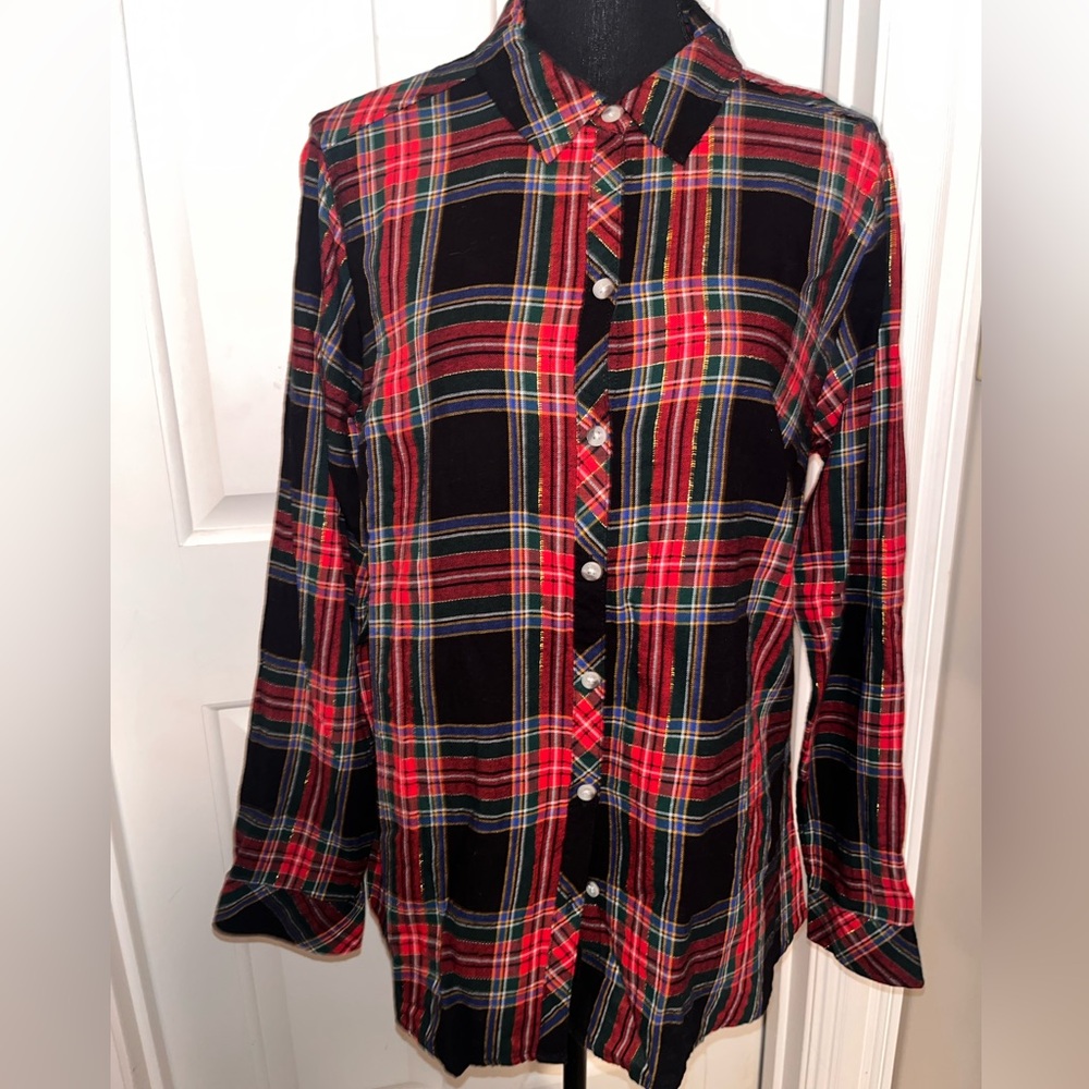 Croft & Barrow Red and Black Plaid Casual Shirt‎